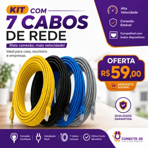 Kit 7 Cabos De Rede Cat6 Rj45 2m - Alta Performance Giga