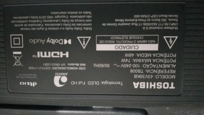 TV TOSHIBA DLED 43
