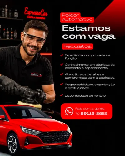 Vaga para Preparador e Polidor automotivo.