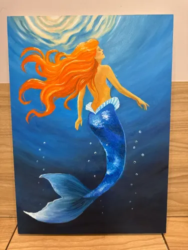 Pintura a óleo tela sereia
