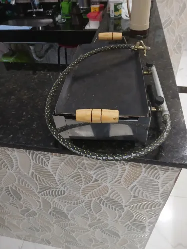 Fogareiro a gas com chapa de aço para fritura medida22x42cma