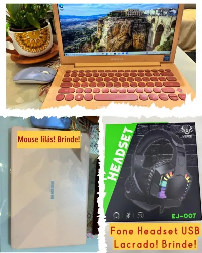 Notebook estudo rosa 4gb 64 Gb hd 