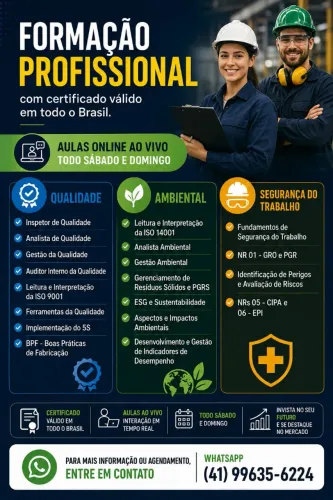 Torne-se Inspetor de Qualidade em 1 dia