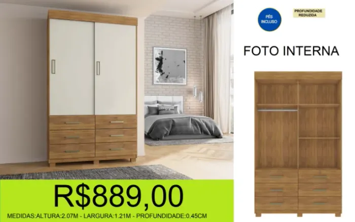 roupeiro - compacto - com 6 gavetas - compre e retire hoje mesmo