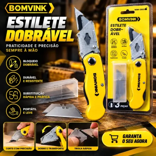 Estilete dobrável com presilha de bolso