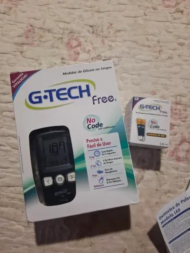 Medidor de glicose G - TECH + Tiras Reagentes + Oxímetro LED