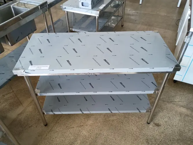 Mesa Inox 130x60 Paneleiro Duplo - Danillus