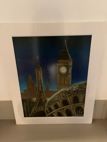 Quadro Artístico Capitais Europeias Iluminadas - Pronto para Pendurar