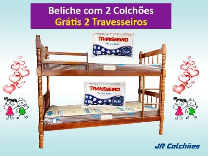 Beliche Completo com 2 Colchões Grátis 2 Travesseiros