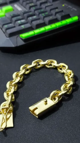 Pulseira Cadeado 12mm banhado a ouro 18k