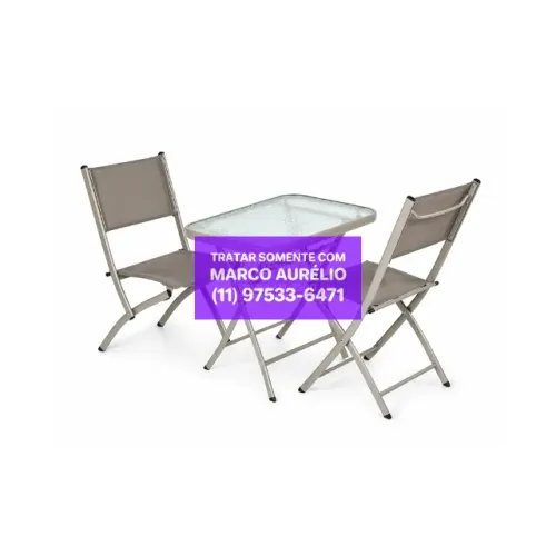 Conjunto de Varanda Dobrável Metal 2 Lugares 60x60 CM Cinza Just Home Collection - R$ 300