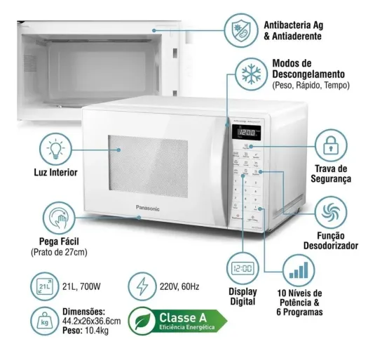 Micro-ondas Panasonic 21 Litros Branco