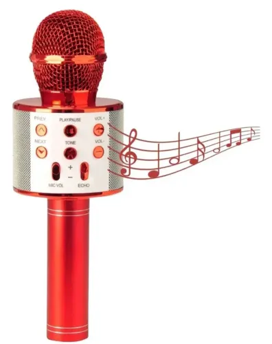 Microfone Infantil Karaoke Recarregavel Sai A Voz De Verdade Cor Vermelho