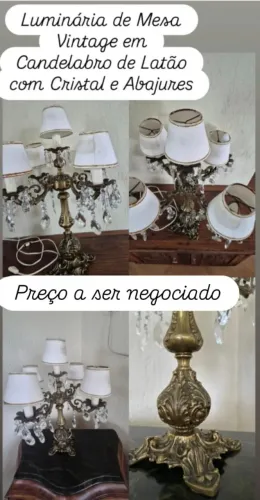 Luminária de mesa de latão sólido.