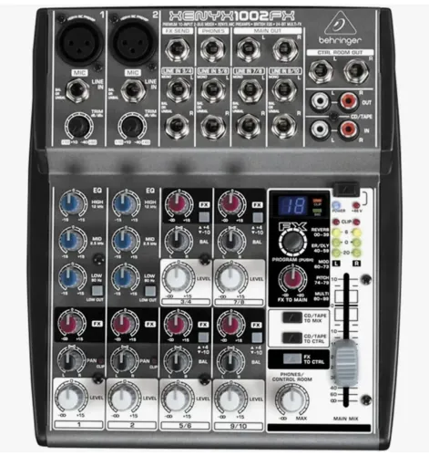 Mesa de Som Behringer Xenyyx 1002fx Com 6 Canais, 2 Entrtadas XLR e 10 Entradas P10