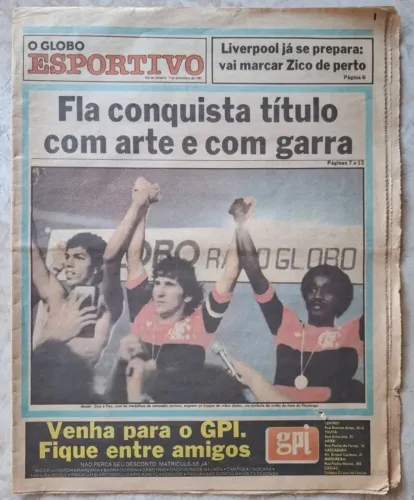 Jornal Globo Esportivo Flamengo Campeão Carioca 1981 com Pôster <br>Carioca 1981 Pôster