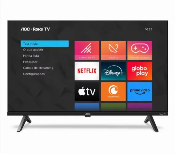 Smart TV AOC 43? Full HD DLED 43S5045/78G Roku TV Processador Quad Core Dolby Audio Preta