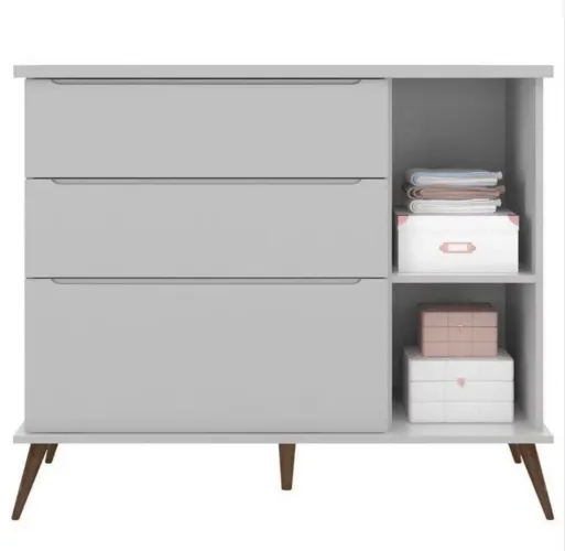 CÔMODA QUARTO INFANTIL CINZA