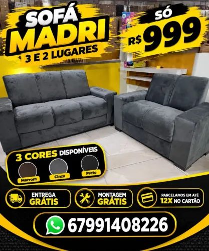 Jogo de sofá 3 e 2 lugares