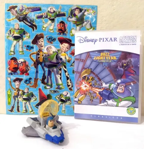 Kit Buzz Lightyear - Game para PC + Brinquedo McDonald's + Cartela de Adesivos  Toy Story