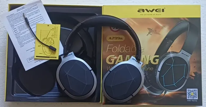 Headset Gamer Sem Fio Awei A799BL Foldable Bluetooth - Novo na Caixa