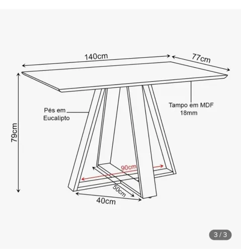 Mesa com pés de madeira maciça R$380,00