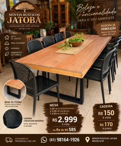 Mesa de madeira de demolição pé de ferro