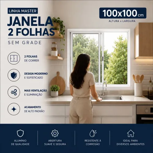 Janela de Alumínio 2 Folhas Linha econômica Direto da Fábrica
