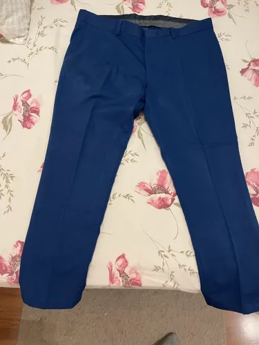 Calça preston field 44 slim azul royal em algodão e sarja barra italiana
