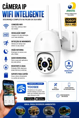Câmera Wi-fi Motorizada com Alarme e Áudio 2 Megapixel