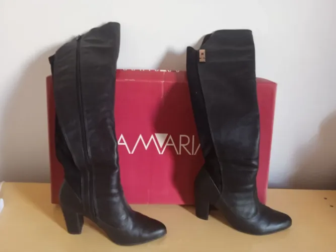 Bota em couro Ramarim cano alto