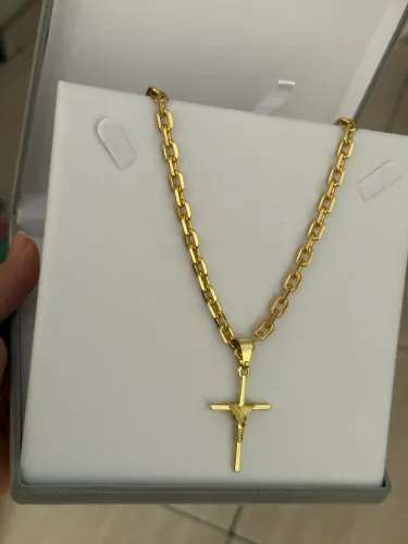 Corrente cadeado 6mm com banho a ouro 