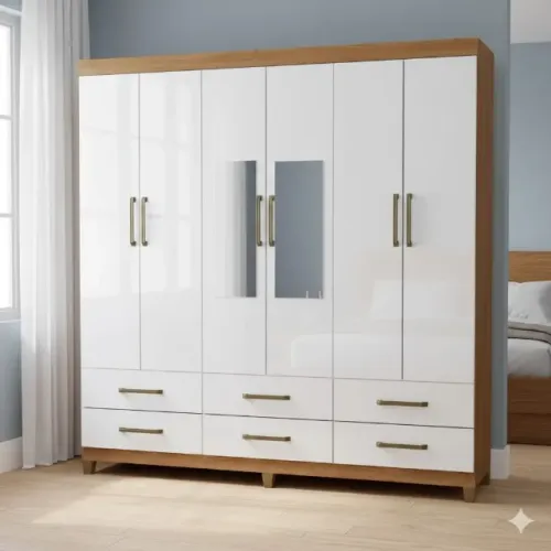 (PRODUTO NOVO DE LOJA) Guarda Roupa Dallas Cinamomo/Branco com Espelho