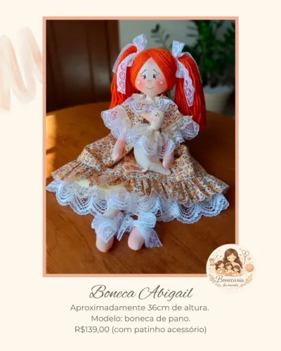 BONECA ABGAIL- BONECA DE PANO 100%ARTESANAL