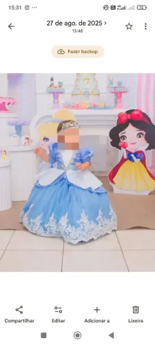 Vestido 2em1 Princesa Festa Infantil