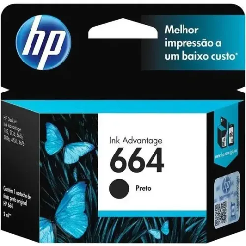 Cartucho HP 664, novo. Tinta preta
