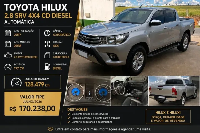 Toyota Hilux CD SRV 4X4 2.8 TDI Diesel Aut. 2018