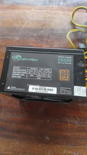 Fonte Gamer Draxen 600w 80plus bronze 