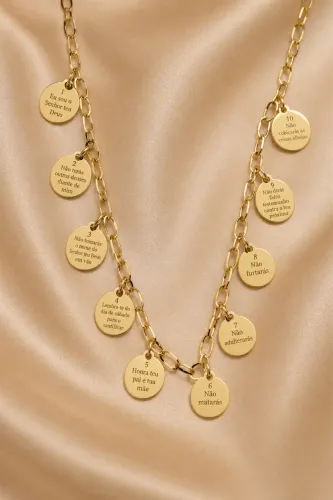 Colar 10 Mandamentos em Ouro 18K 750