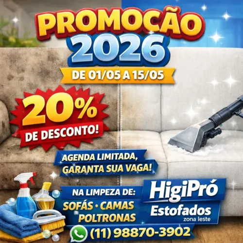 Limpeza e higienização de sofás, camas, poltronas 