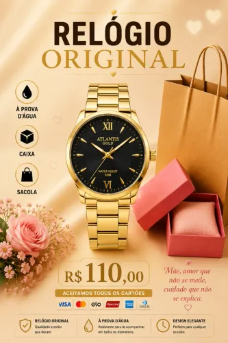 Relógio Atlantis feminino original prova d'água
