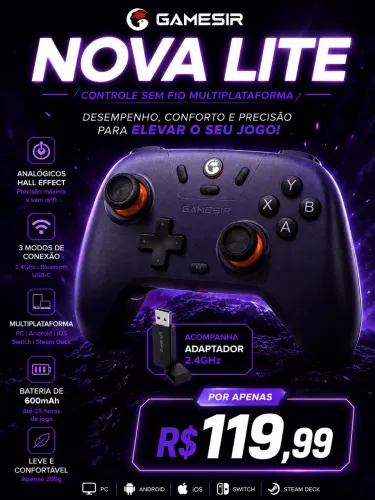 GameSir Nova Lite Lacrado Hall Effect - R$120 | 2 por R$220