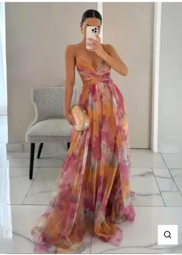 Vestido Longo de Festa Ferbelle NOVO - Estampa Aquarelada