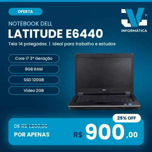 Notebook Dell Latitude E6440 Core i7 8GB SSD 120GB Vídeo 2GB