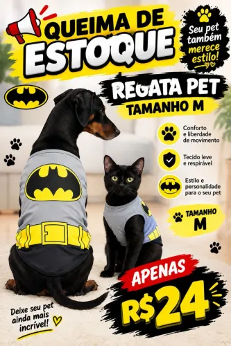 Promoção Roupa Batman Pet tamanho M queima de estoque