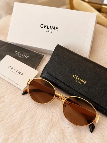 Óculos de Sol Celine Triomphe Metal Dourado Novo
