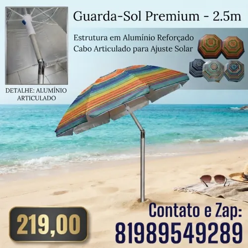Guarda sol de alumínio estampado 2.5m com cabo Articulado