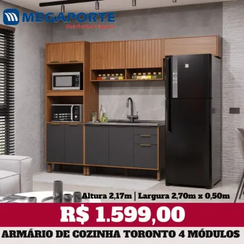 Armário de Cozinha 4 Módulos com Balcão 1,20m (NOVO) Entrega Grátis! 