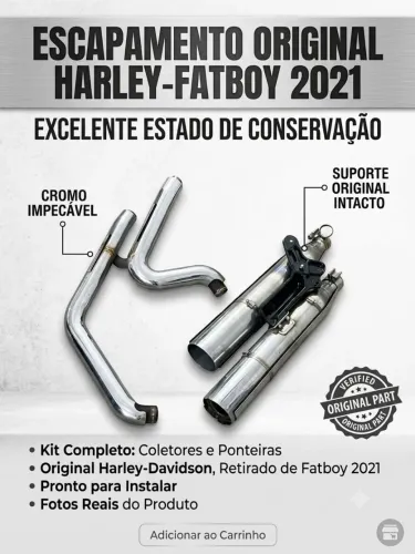 Escapamento Completo Original Harley Fatboy 2021 (Curvas e Ponteiras)