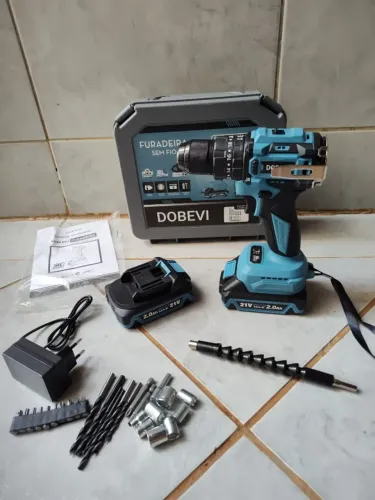 Parafusadeira E Furadeira Impacto 3 Em1 10mm C/maleta Dobevi - Azul - 60hz